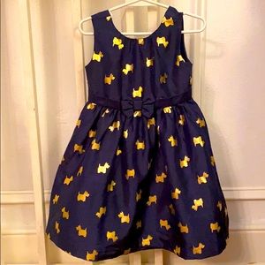 Gymboree Scottie Dog dress 3t navy & gold so cute